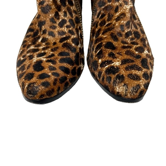 Rachel Zoe Leopard Print Calf Hair Leather Low Heel Ankle Booties Boots Size 7.5 - Picture 7 of 16